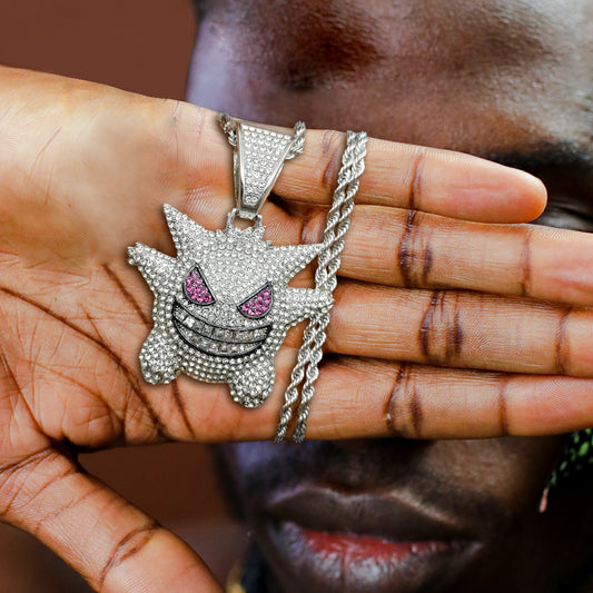 Iced Gengar Pendant in White Gold - SPICEUP