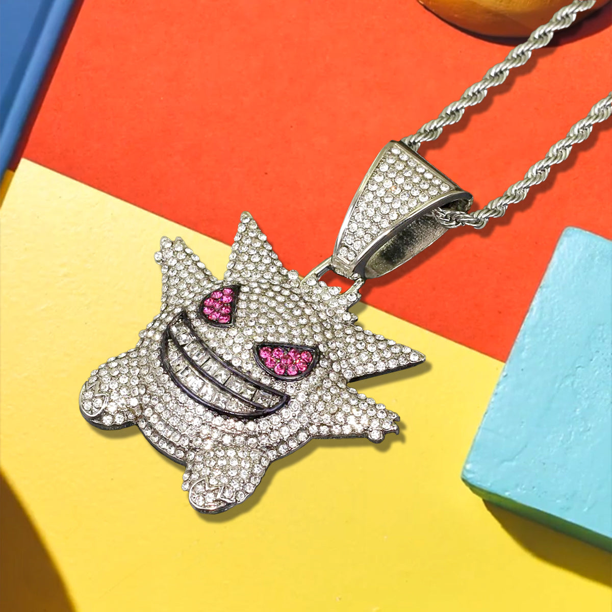 Iced Gengar Pendant in White Gold - SPICEUP