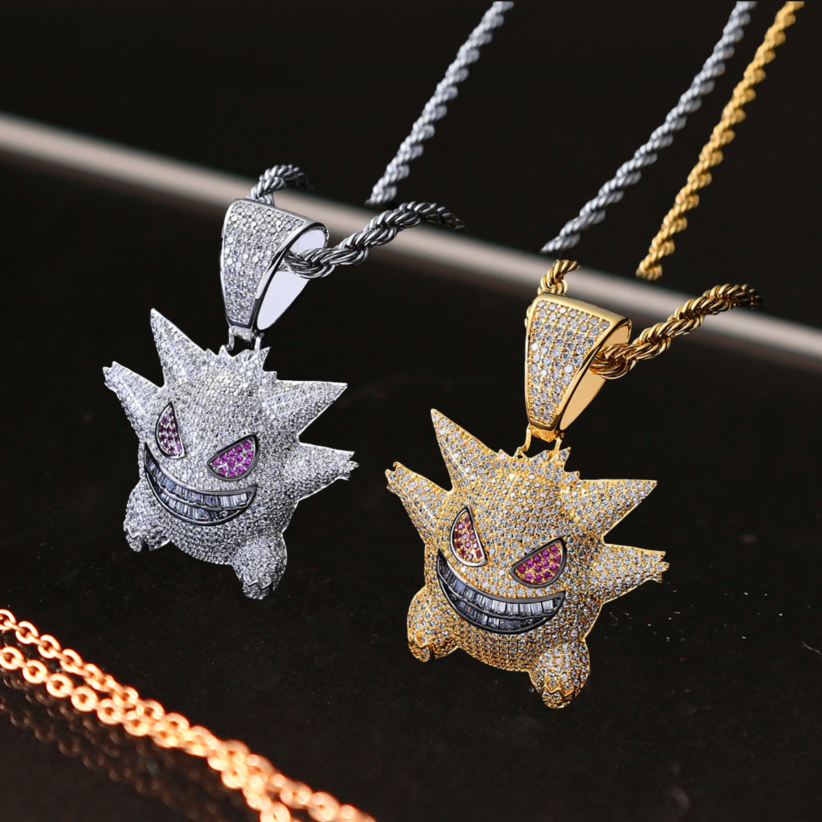 Iced Gengar Pendant in White Gold - SPICEUP