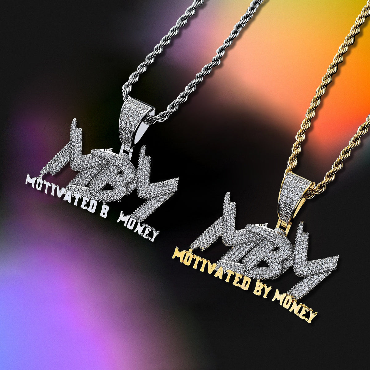 Iced MBM Pendant in White Gold - SPICEUP