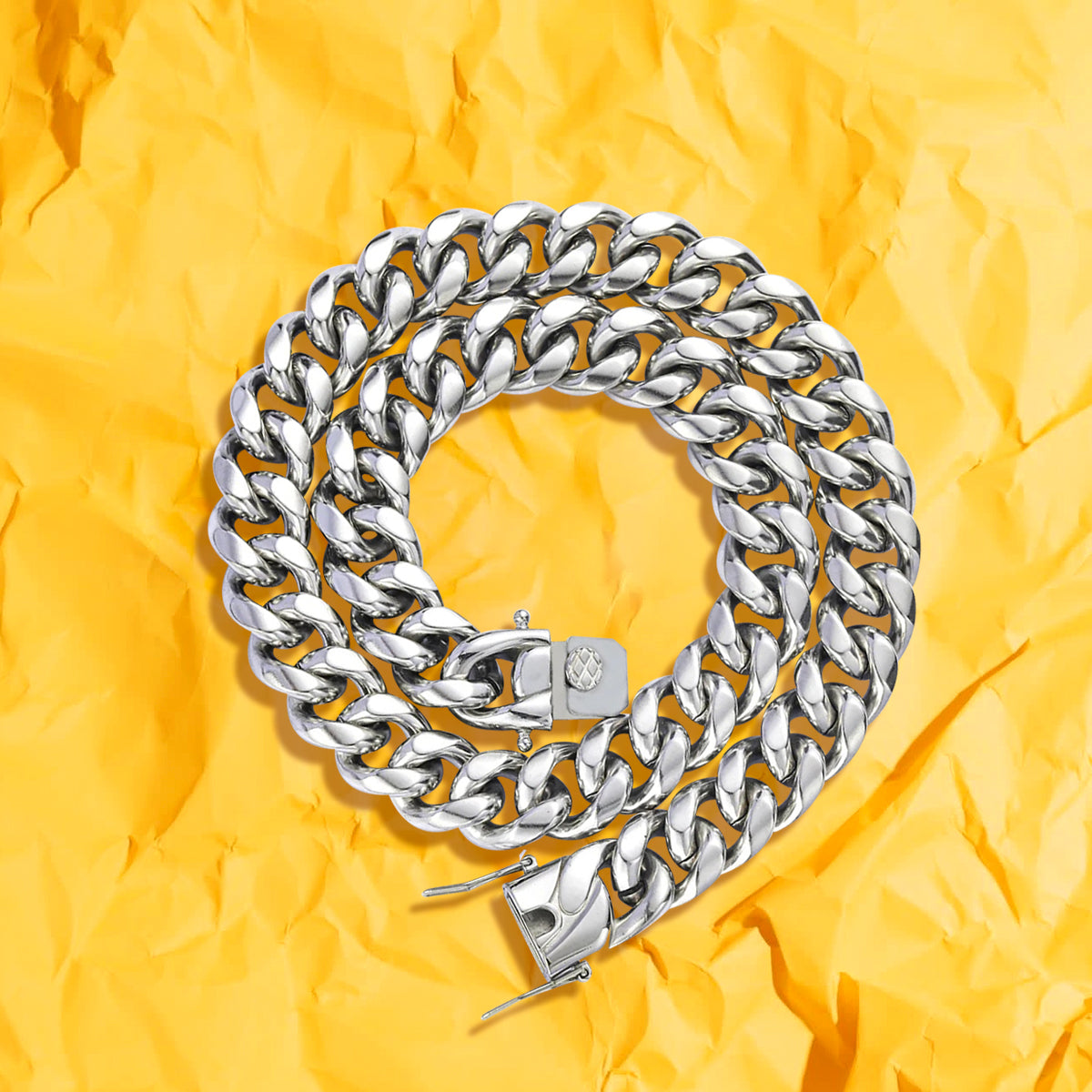 14mm White Gold Miami Cuban Chain - SPICEUP