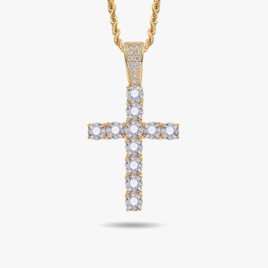 Brilliant Cut Cross Pendant in 14K Gold - SPICEUP