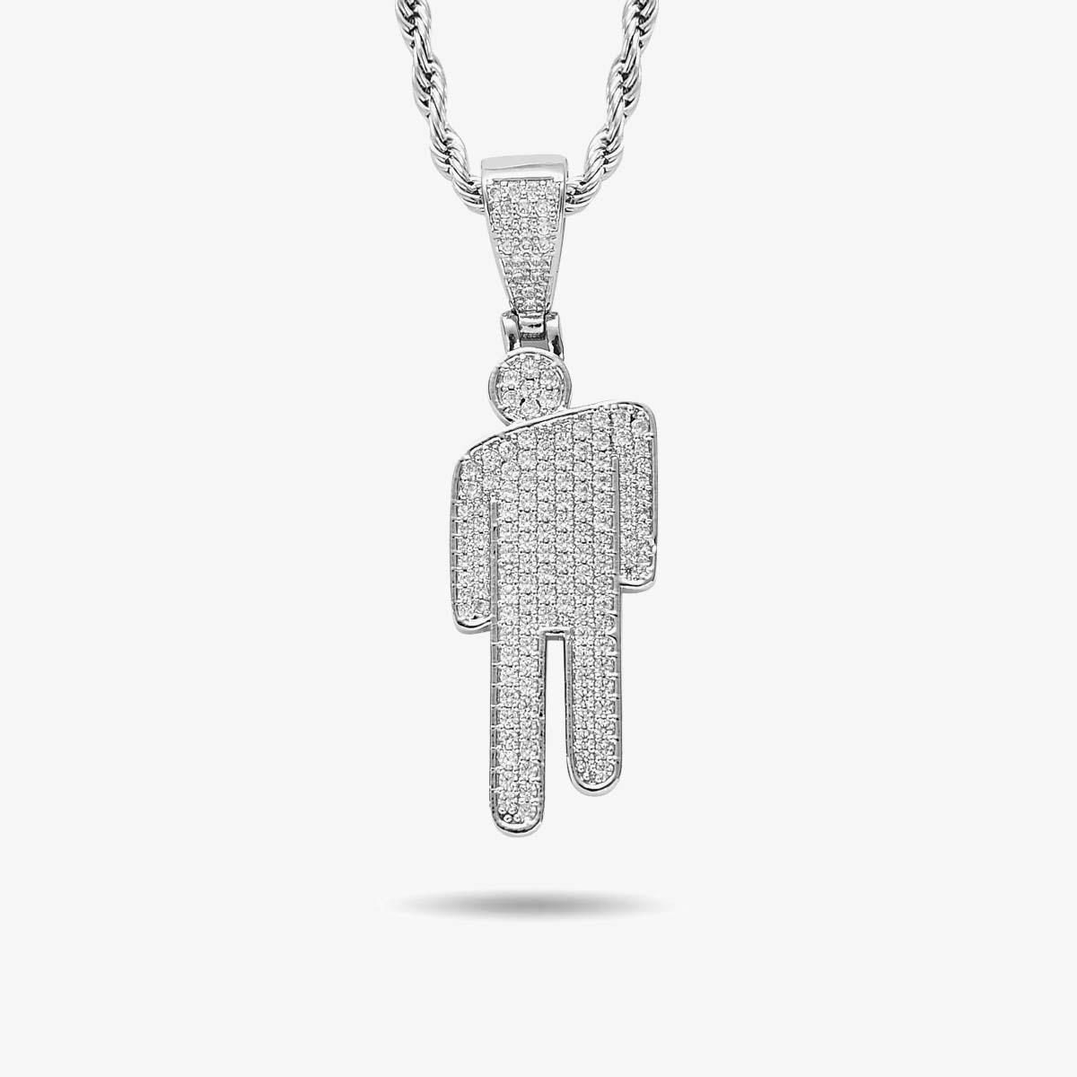 Iced Tilted Head Pendant in White Gold - SPICEUP