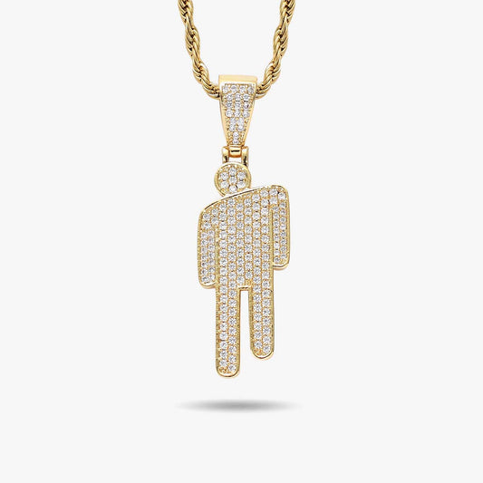 Iced Tilted Head Pendant in 14K Gold - SPICEUP