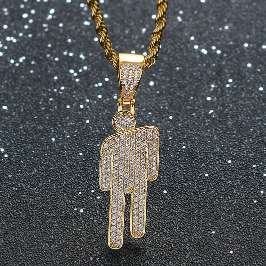 Iced Tilted Head Pendant in 14K Gold - SPICEUP