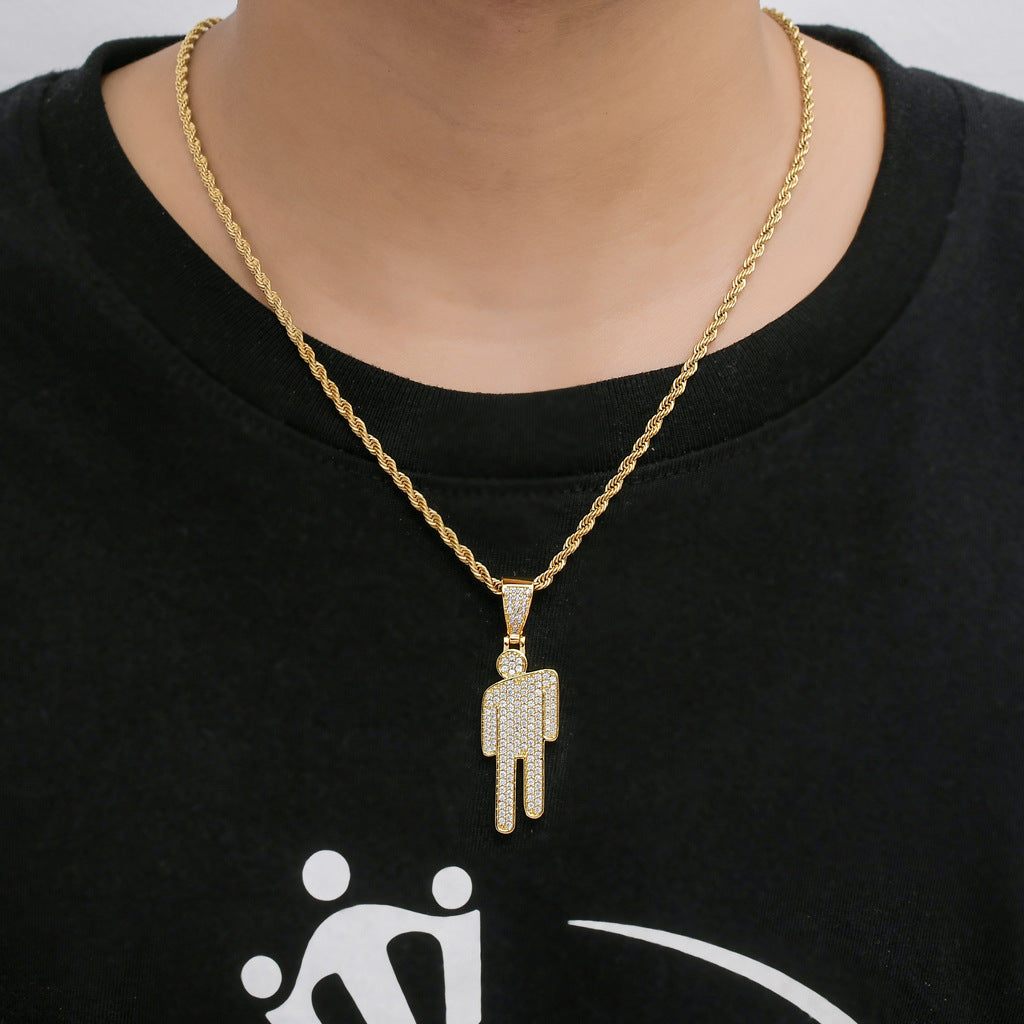 Iced Tilted Head Pendant in 14K Gold - SPICEUP