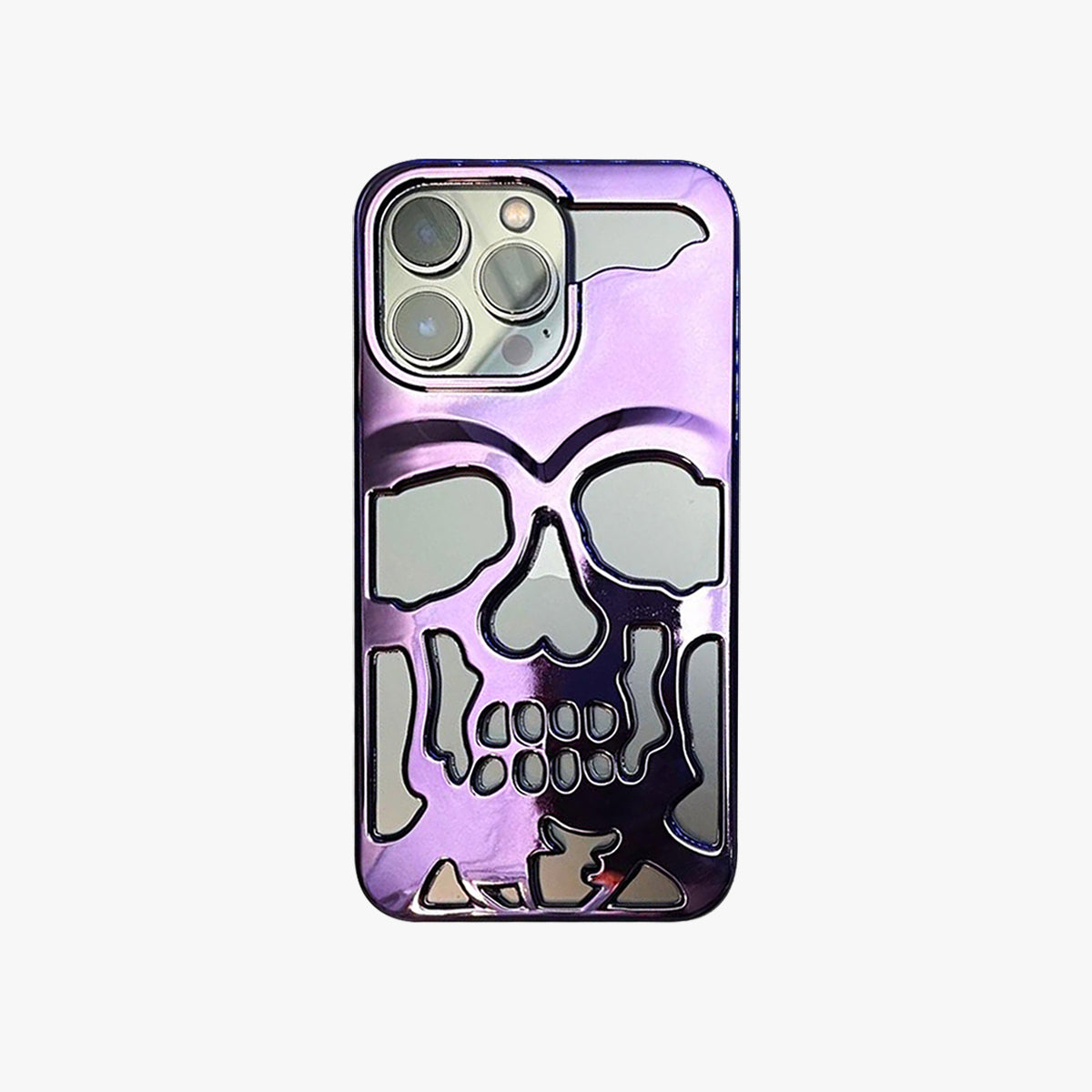 Reflective Phone Case | Metal Skeleton Skull Purple - SPICEUP