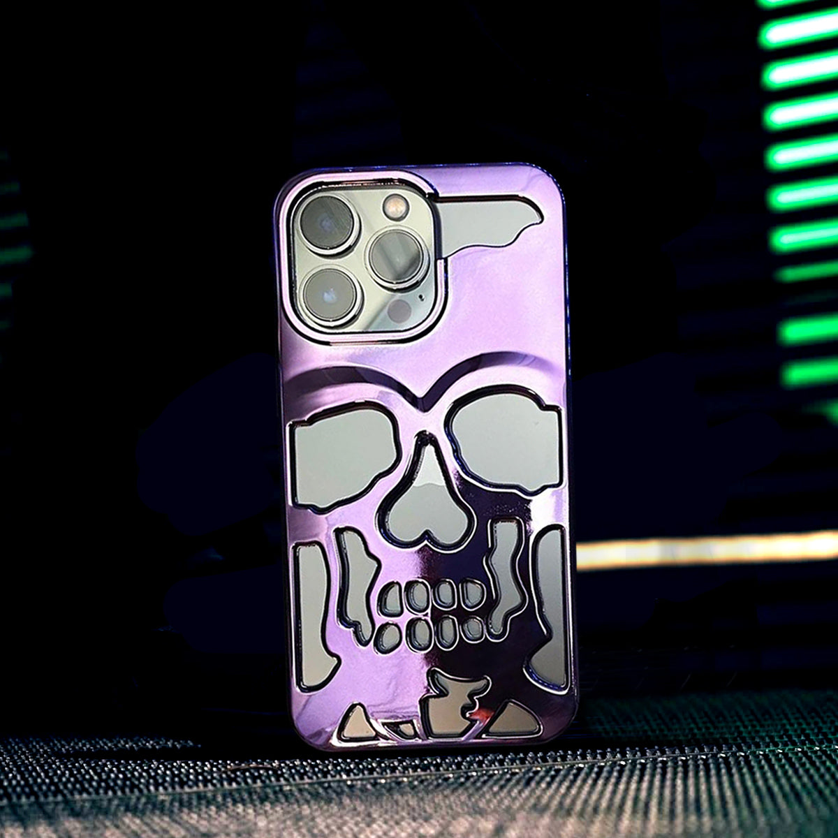 Reflective Phone Case | Metal Skeleton Skull Purple - SPICEUP