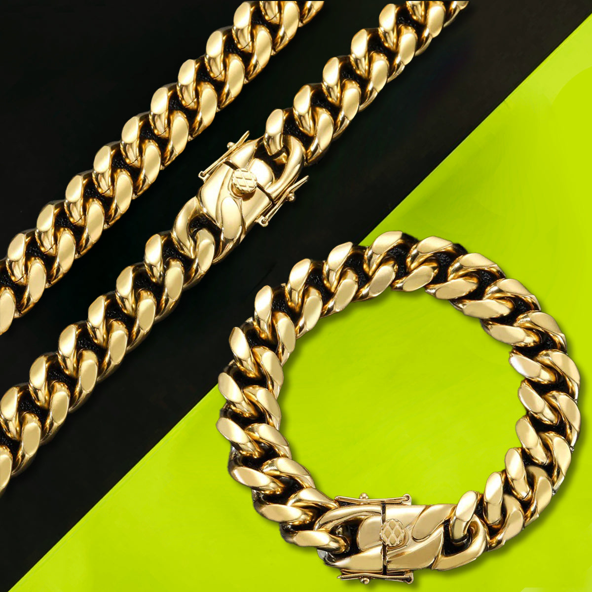 10mm 14K Gold Miami Cuban Chain - SPICEUP