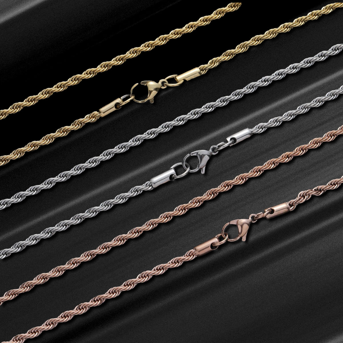 SALE | 3mm White Gold Rope Chain - SPICEUP